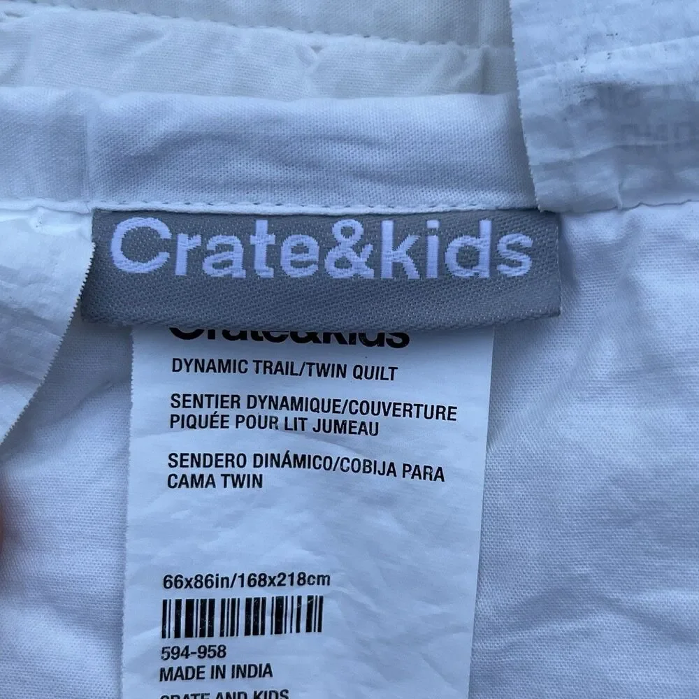 Crate & Barrel Kids Dynamic Trail Twin Quilt Comforter 100% Organic Cotton 66x86